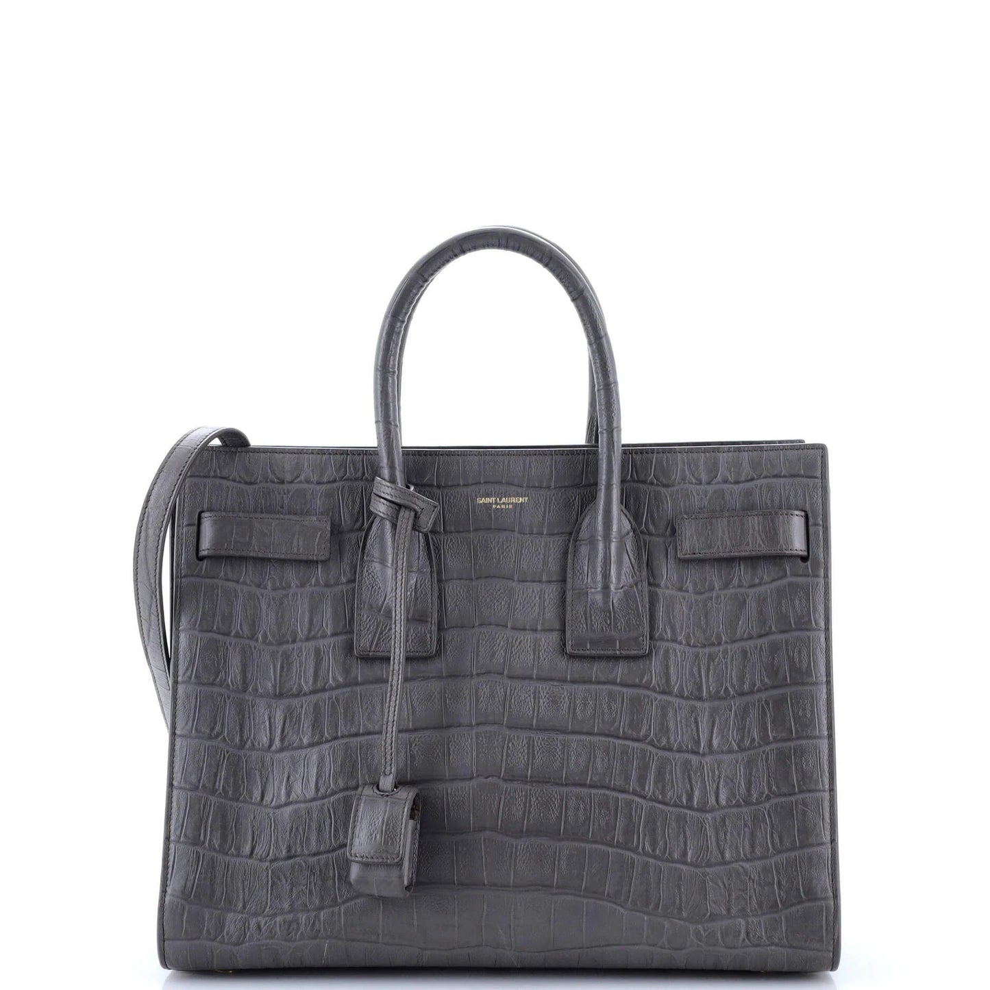Saint Laurent Sac De Jour Nm Bag Crocodile Embossed Leather Small