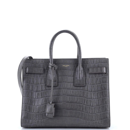 Saint Laurent Sac De Jour Nm Bag Crocodile Embossed Leather Small