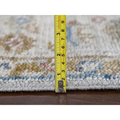 6'2"X9' Wythe Blue Wool Hand Knotted Oushak Design Supple Collection Rug