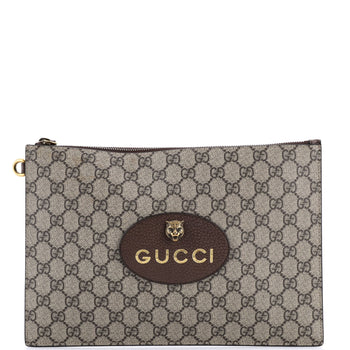 Gucci Neo Vintage Wristlet Pouch Gg Coated Canvas