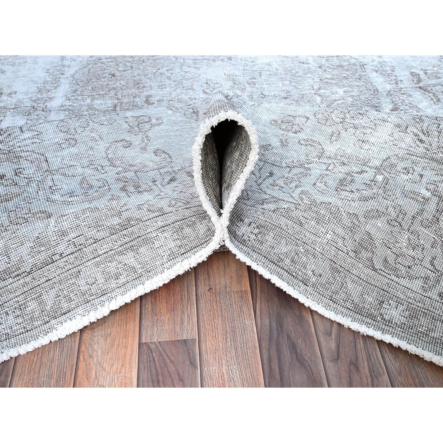 6'3"X9'6" Gray White Wash Cropped Thin Oriental Rug