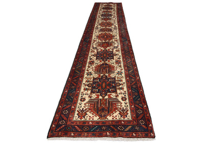 Vintage Hand-Knotted Tribal Runner Rug Wool
