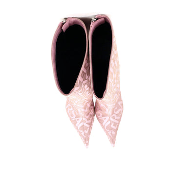 Versace Women'S Logo Knee High Boots Printed Canvas