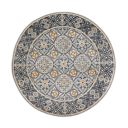 6'2"X6'2" Taupe-Brown Silk Mughal Inspired Hand Knotted Wool Round Rug