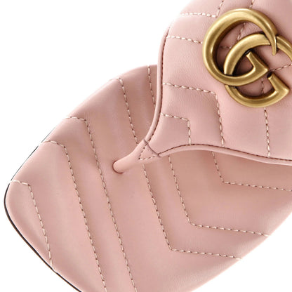 Gucci Women'S Marmont Thong Heeled Sandals Matelasse Leather