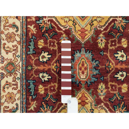 2'7"X22' Red Hand Knotted Heris Re-Creation Soft Wool Xl Runner Rug