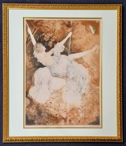 Hand Signed Louis Icart Framed Etching Aquatint 1928 Numbered The Swing