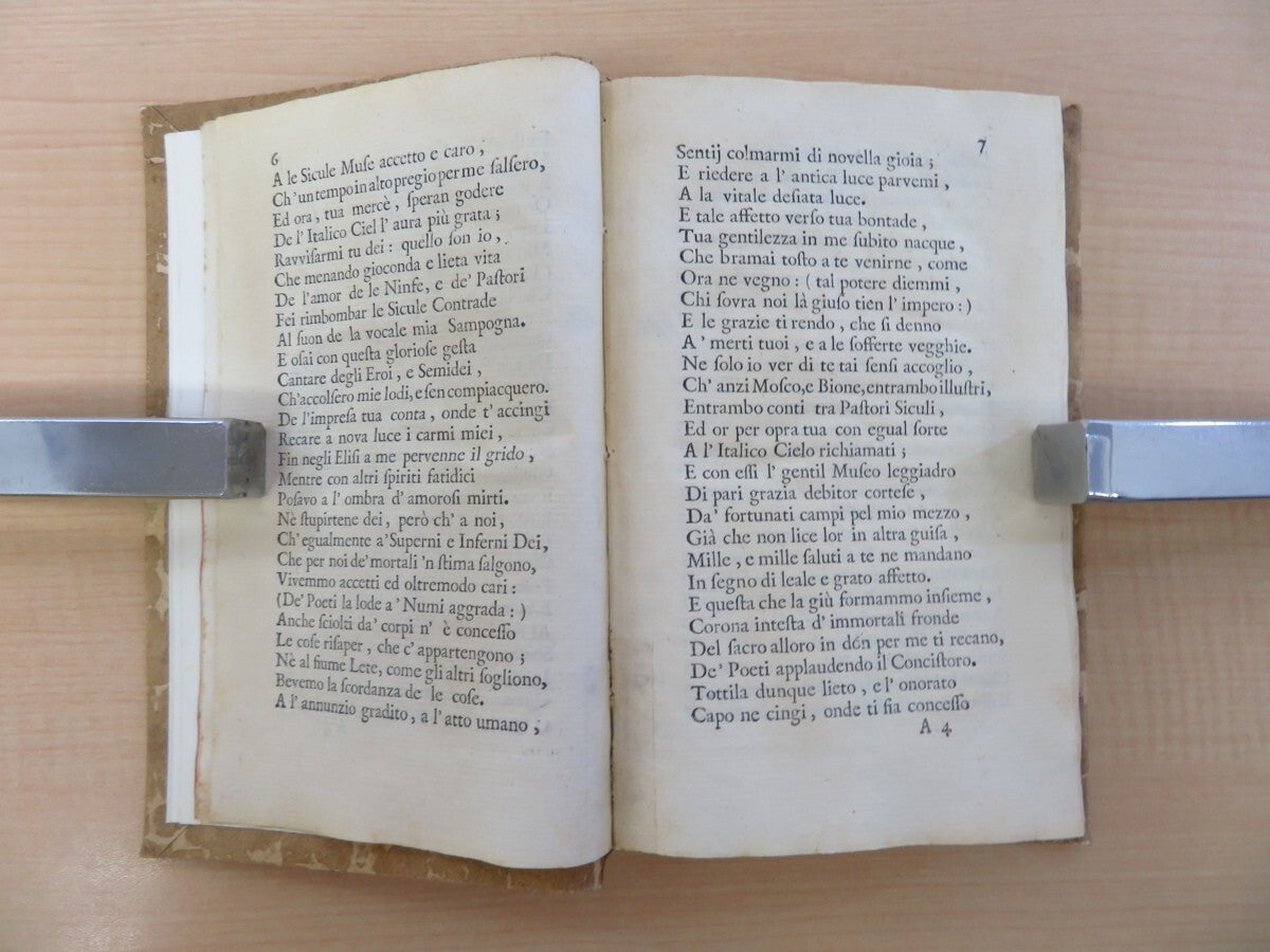 Theocritus  - Teocrito Volgarizzato Da Domenico Regolotti  1729 First Edition
