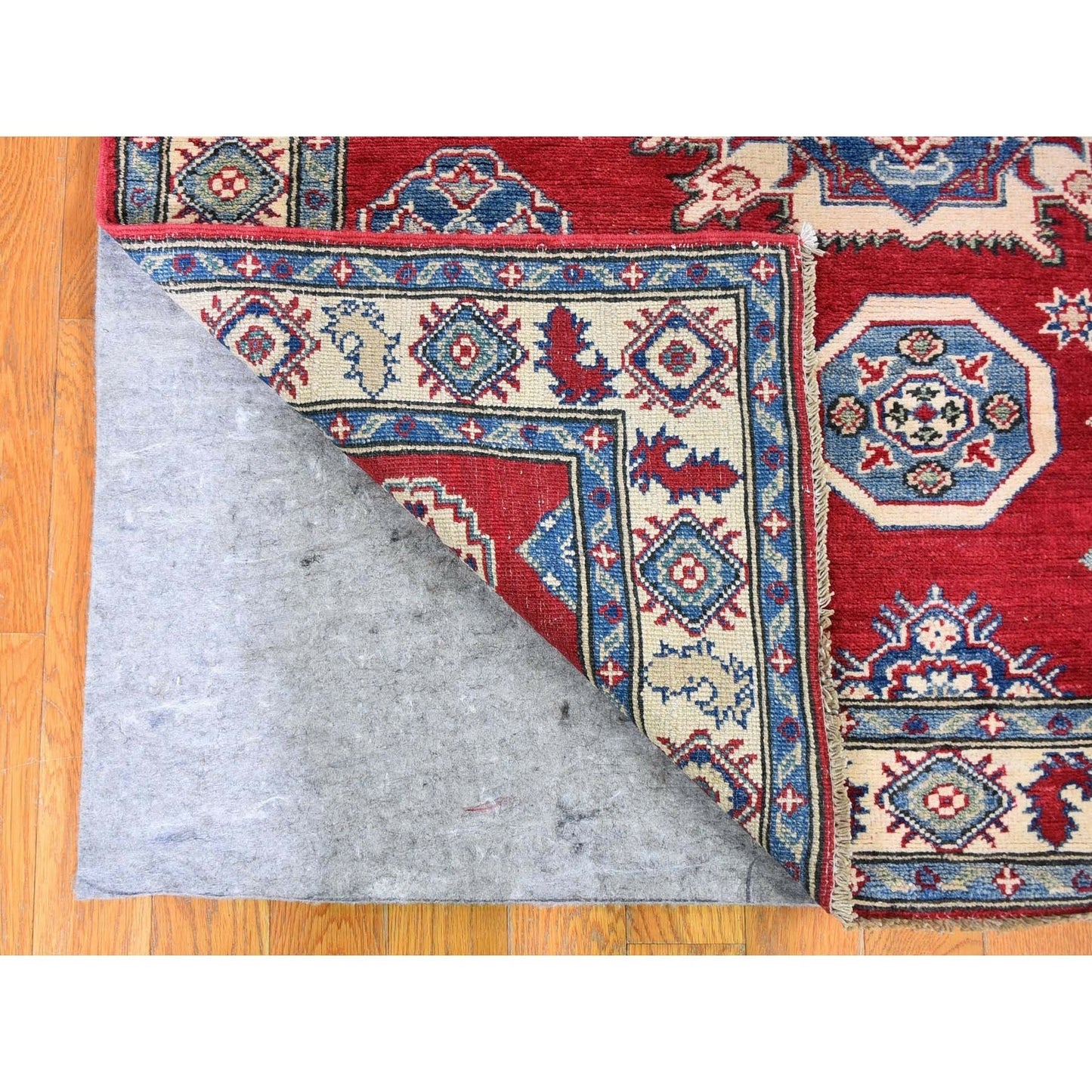 3'10"X17'3" Extra Long Wide Kazak Runner Hand Knotted Natural Wool Rug