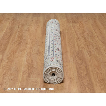 6'X9' Spring White Hand Knotted Nain With Flower Design Wool And Silk Rug