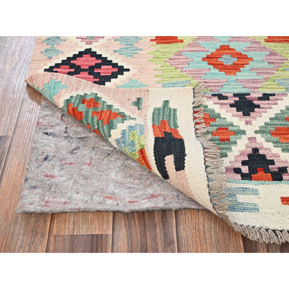 3'X8'6" Colorful Afghan Kilim 100% Wool Rug Flat Weave Hand Woven Runner