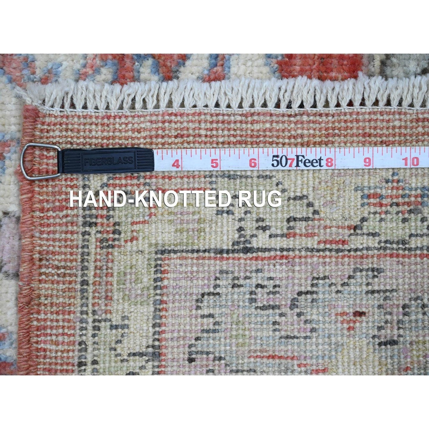 6'X8'9" Crimson Red Afghan Angora Oushak Hand Knotted Wool Oriental Rug