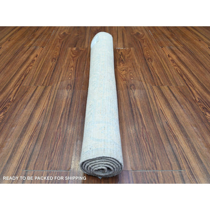 3'X4'10" White Hand Knotted White Wash Peshawar 100% Wool Rug