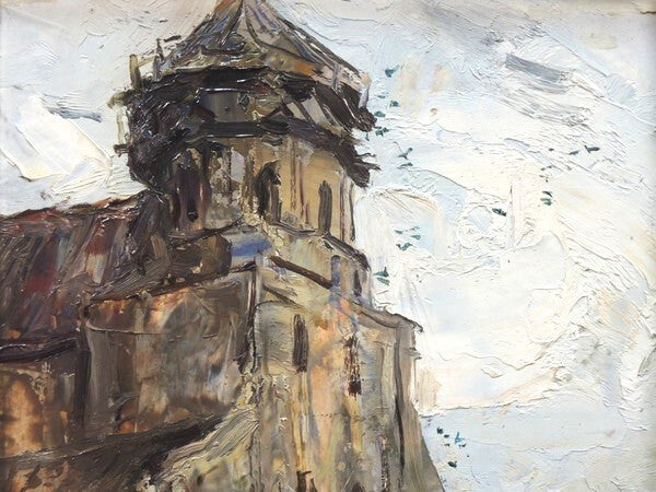 Vladimir Igoshev (1964) Original Oil Painting Old Riga Soviet Impressionism