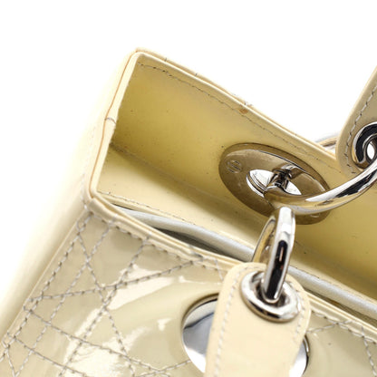 Christian Dior Lady Dior Bag Cannage Quilt Patent Medium