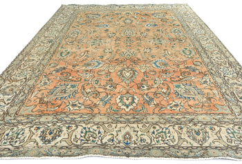 Semi-Antique Distressed Oriental Rug Muted Floral