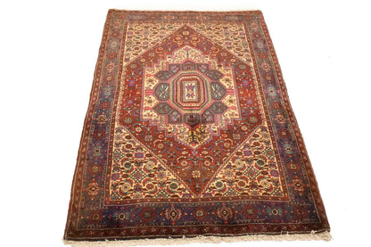 Vintage Handmade Oriental Rug Geometric Floral