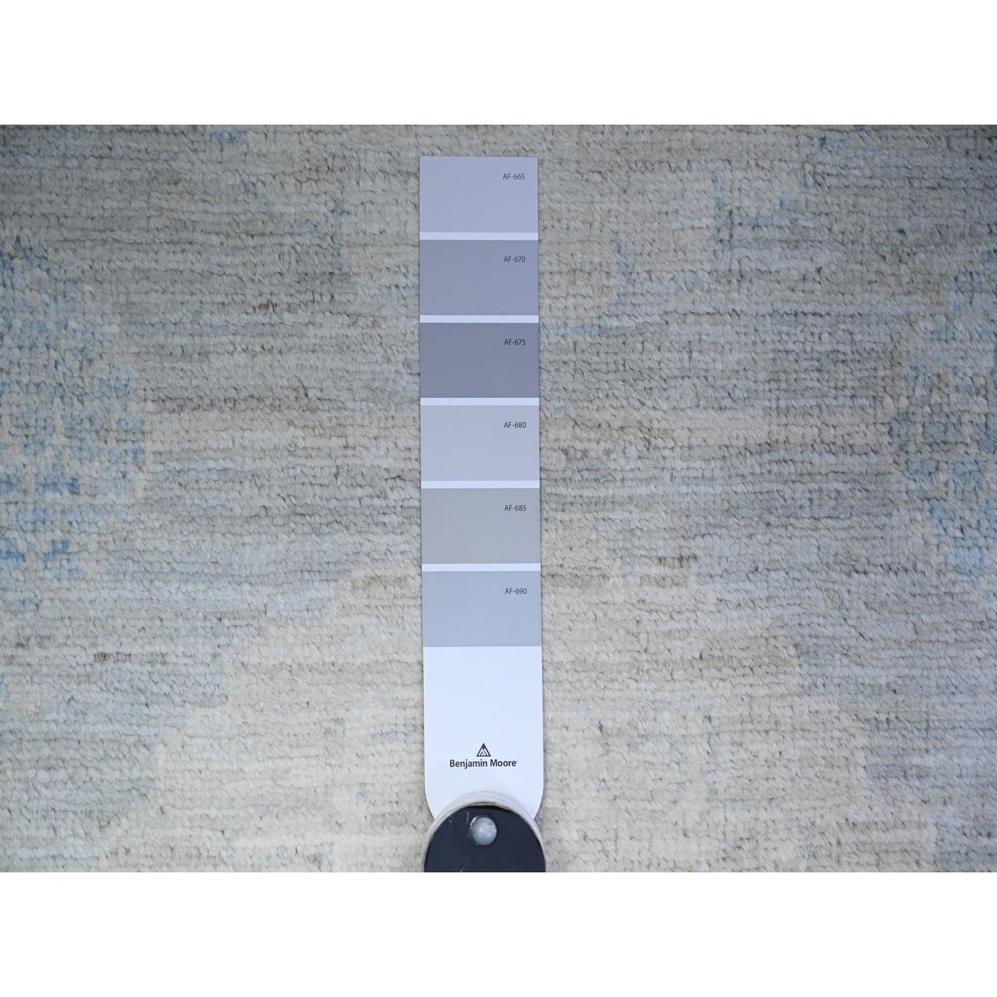 3'1"X12' Blue Gray White Wash Peshawar Shiny Wool Hand Knotted Runner Rug