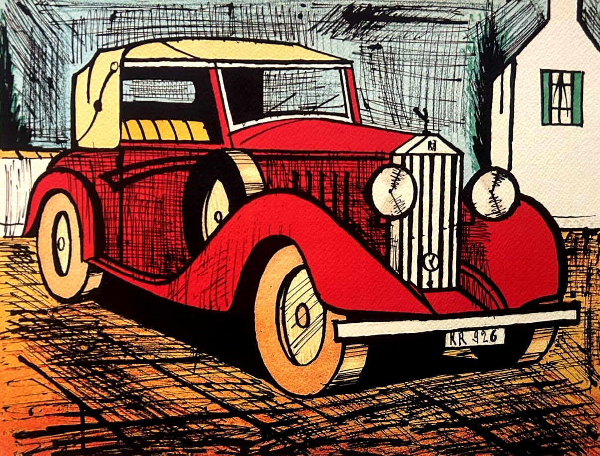 Bernard Buffet 'Rolls Royce' Certified Lithograph Coa Signed Op Numbered