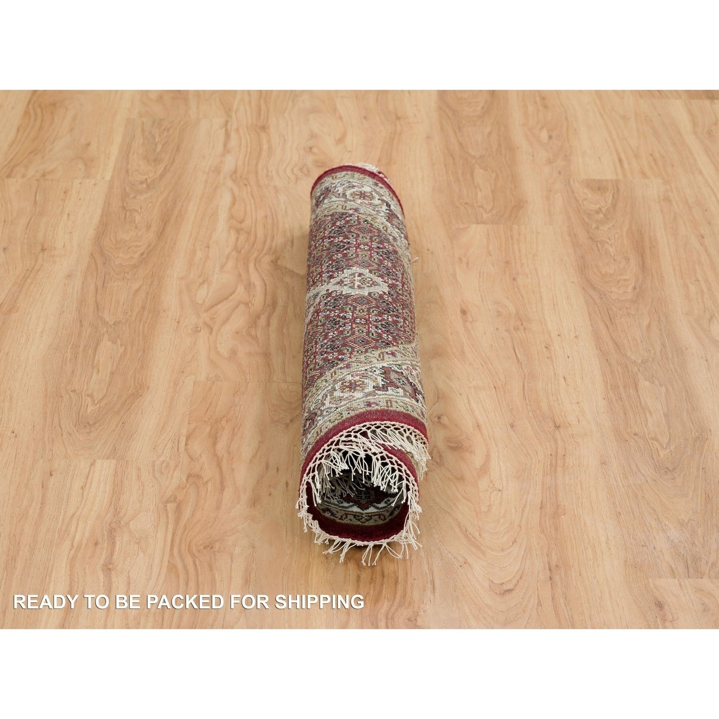 3'4"X3'4" Red Tebraz Design Wool Hand 175 Kpsi Knotted Round Rug