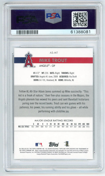 Mike Trout 2017 Topps Archives Snapshots #Asmt Psa Mt 10