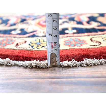 8'X8' Red Wool Hand Knotted Denser Weave Round Oriental Rug