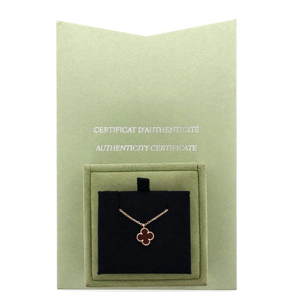 Van Cleef & Arpels Sweet Alhambra Pendant Necklace 18K Rose Gold And Carnelian