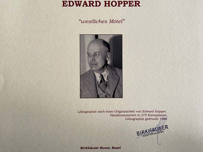 Edward Hopper, Lithograph Coa (Hand-Numbered Signed Limited)