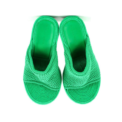 Bottega Veneta Women'S Slide Platform Wedge Sandals Knit Fabric
