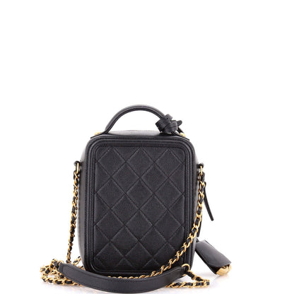 Chanel Filigree Vertical Vanity Case Quilted Caviar