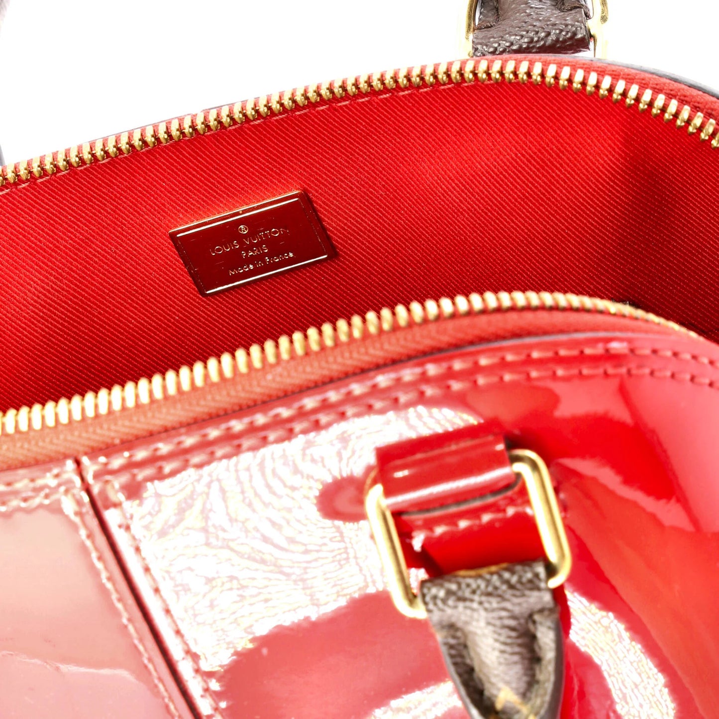 BB Louis Vuitton Alma Handbag Vernis with Monogram Canvas