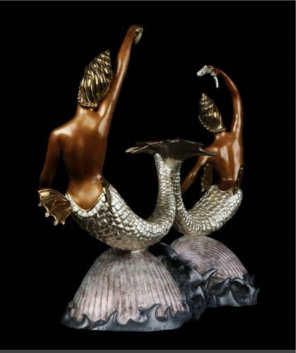 Bronze Art Sculpture 1988 Limited Edition Marmaid Erte Sculpture Deco