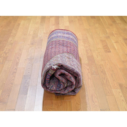 6'7"X10'2" Red New Farsian Saroogh Mir Full Pile Handknotted Oriental Rug