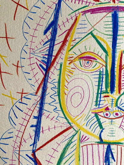 Pablo Picasso Lithograph Coa Hand Signed Pen Numbered Pencil Crayon