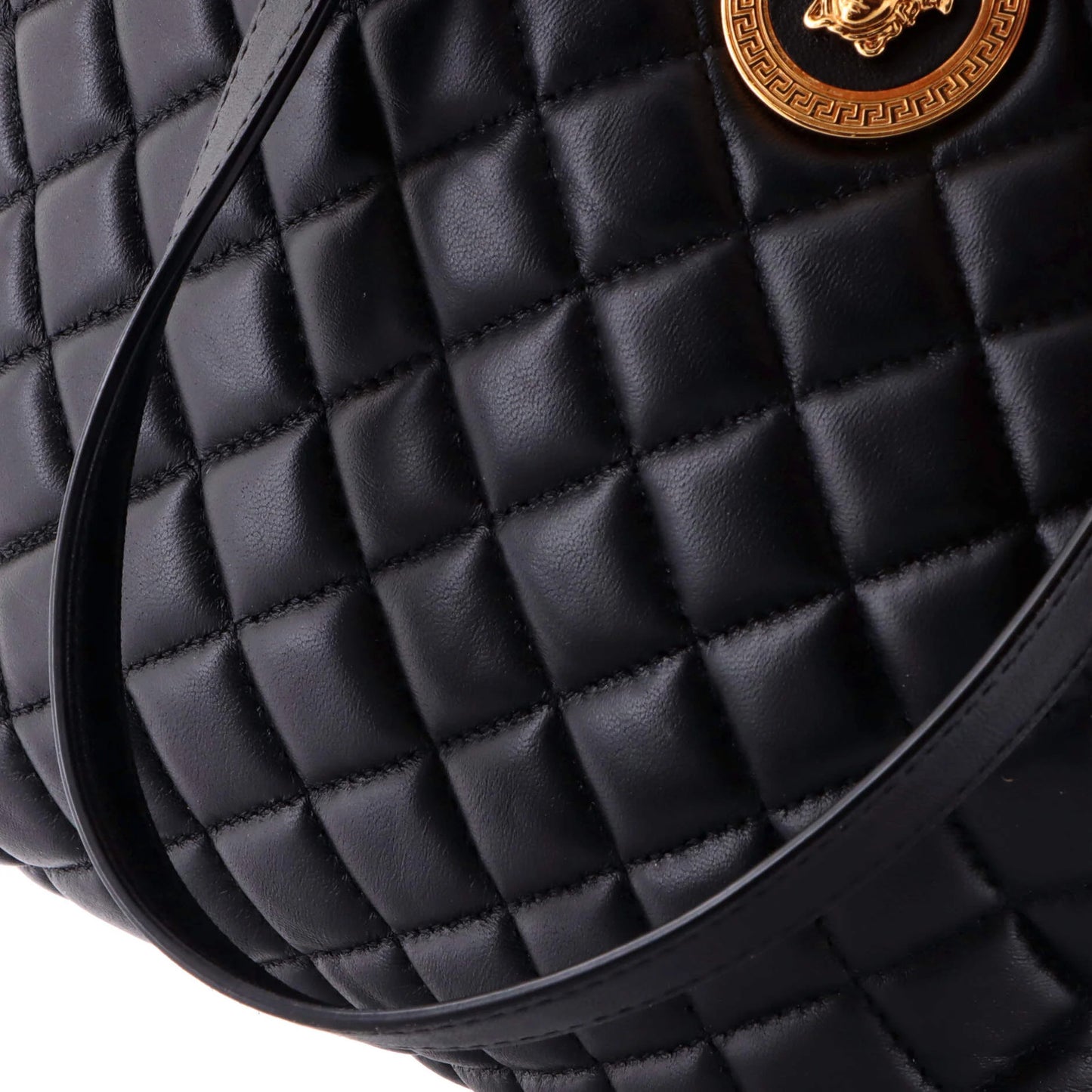 Versace Medusa Icon Chain Zip Tote Quilted Leather Tall