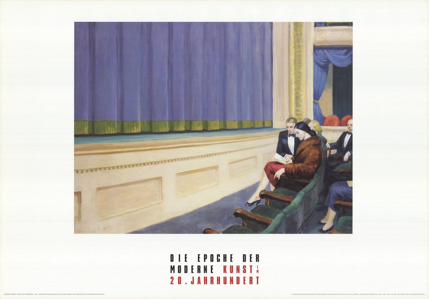 Edward Hopper First Row Orchestra " Offset Lithograph Realism