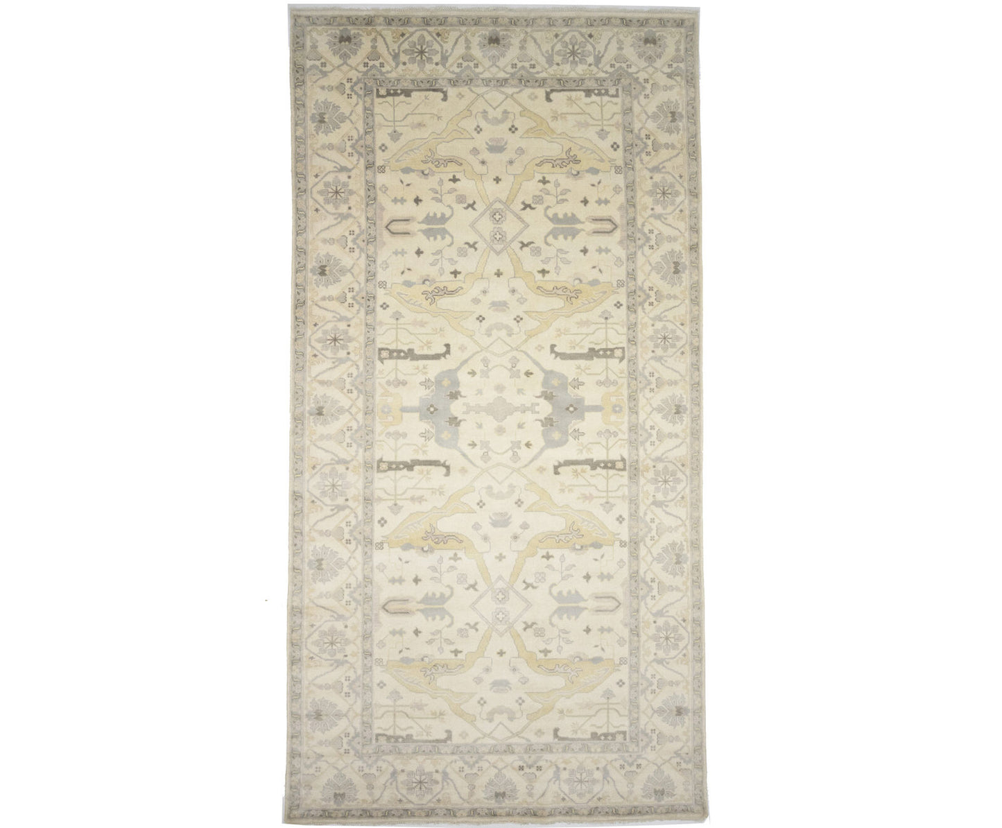 Hand-Knotted Wool Floral Oushak Oriental Rug Rare