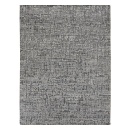 9'2"X12'4" Gray The Matrix Silk With Wool Tone On Tone Hand Knotted Rug