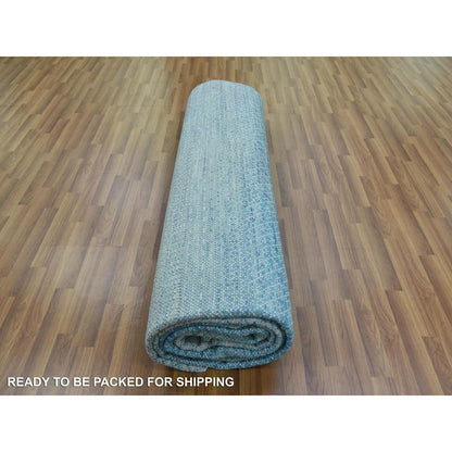 10'X14'3" Blue Pure Wool Hand Knotted Modern Chiaroscuro Collection Rug