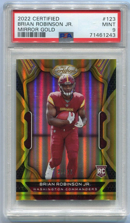 Brian Robinson Jr 2022 Panini Certified Mirror Gold Rc #123 25/25 Psa Graded 9