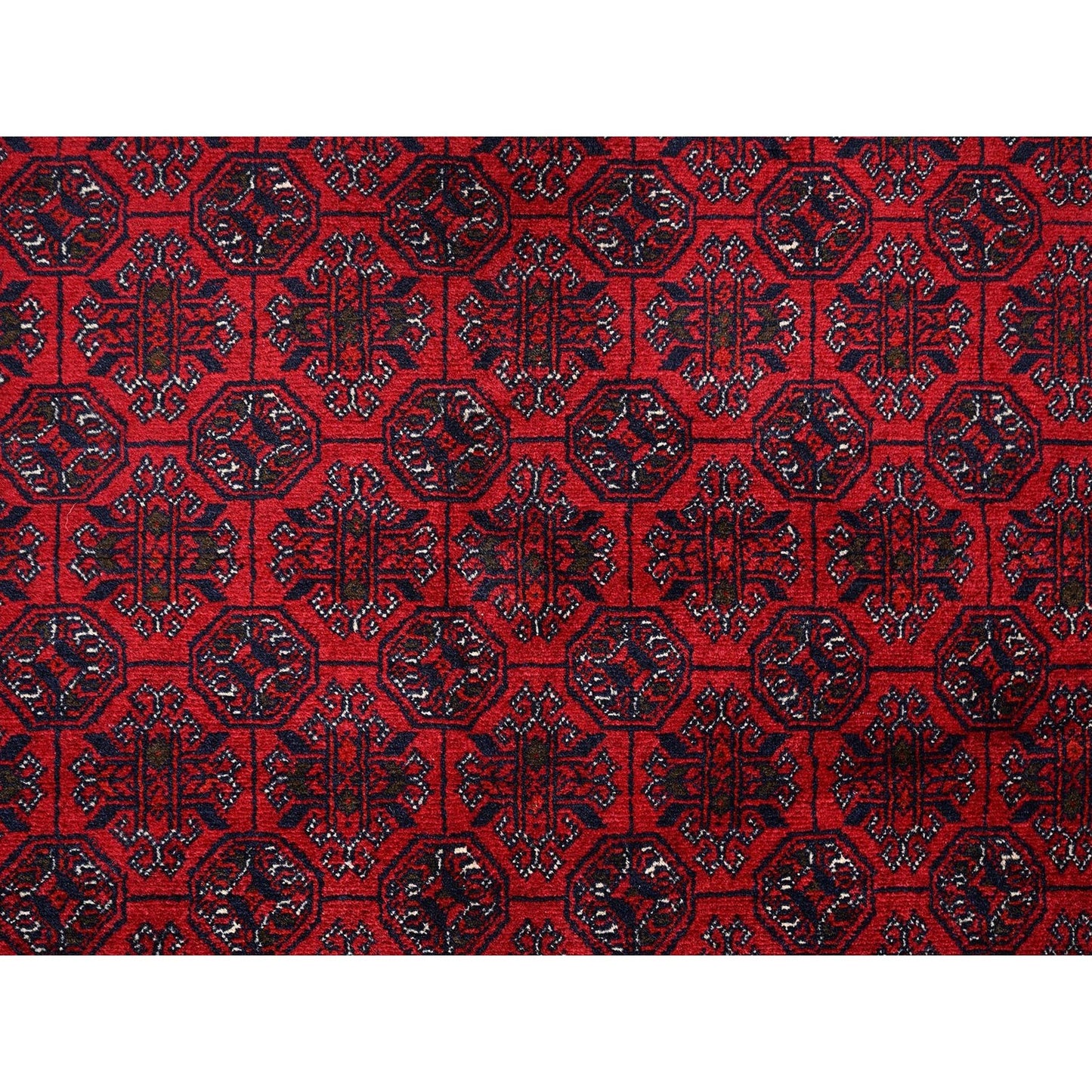 6'5"x9'5" Red Turkaman with Khoja Roshni Design Hand Knotted Soft Wool Rug