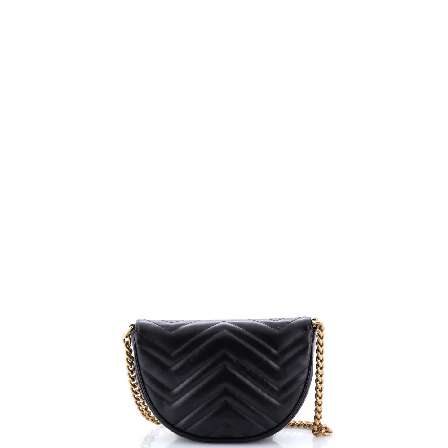 Gucci Gg Marmont Half Moon Flap Crossbody Bag Matelasse Leather Mini