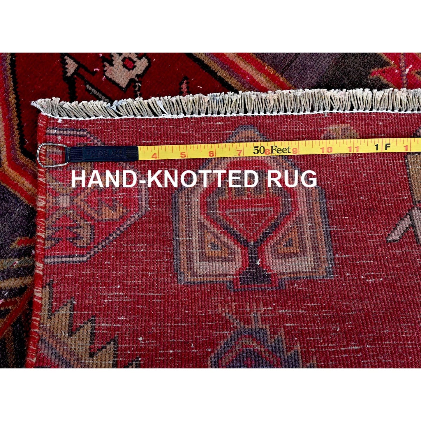 2'7"X9'5" Red Vintage Zoroastrian Khamadan Wool Hand Knotted Runner Rug