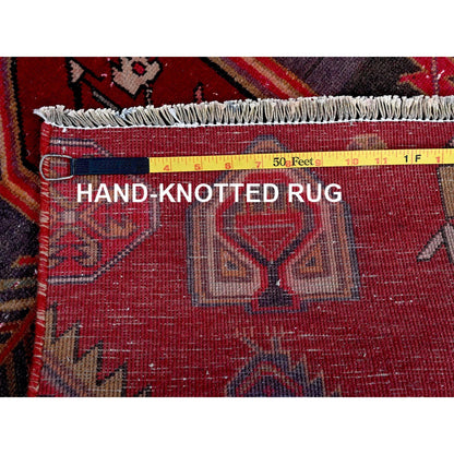 2'7"X9'5" Red Vintage Zoroastrian Khamadan Wool Hand Knotted Runner Rug