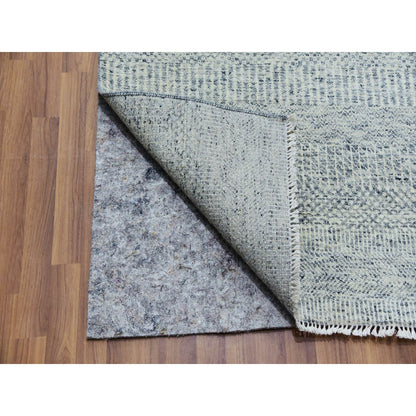 11'1"X15' Chrome Gray Modern Grass Design Natural Wool Hand Knotted Rug