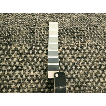 7'9"X10'2" Storm Gray Modern Grass Design Natural Wool Hand Knotted Rug
