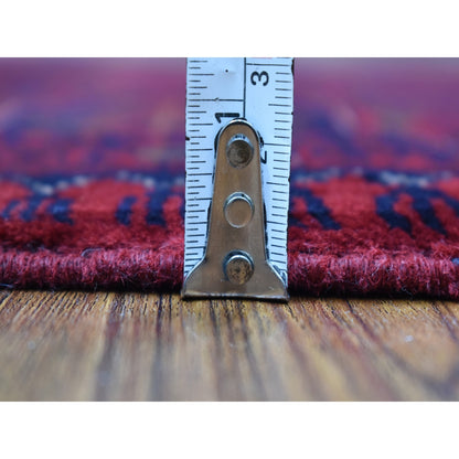 3'4"X4'9" Afghan Khamyab Soft Afghan Wool Deep Red Hand Knotted Rug