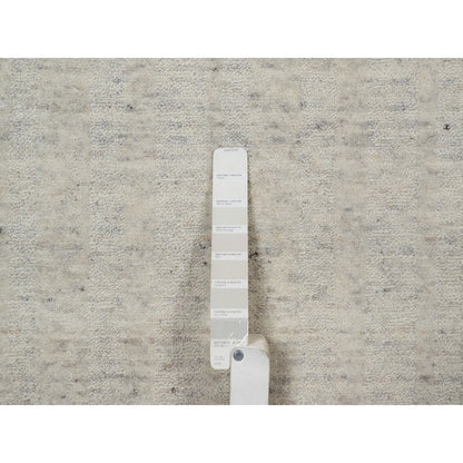 2'8"X8' Ivory Natural Wool Vertical Stripes Design Hand Loomed Runner Rug