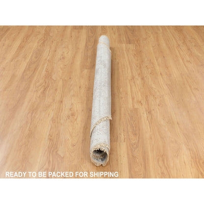 6'X6' Round Grey Broken Farsian Design Wool And Silk Hand Knotted Rug