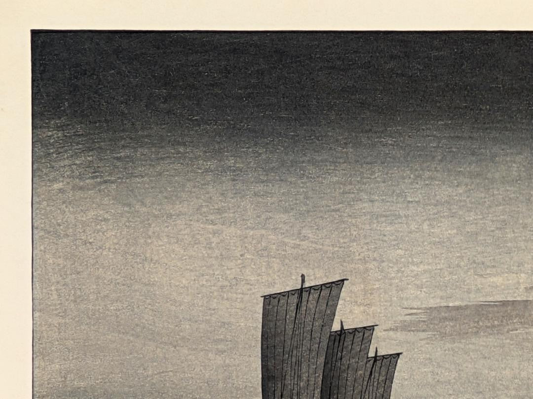Rare Japanese Woodblock Print "Sailing Boats" By Koson Ohara (Shoson), C. Meiji